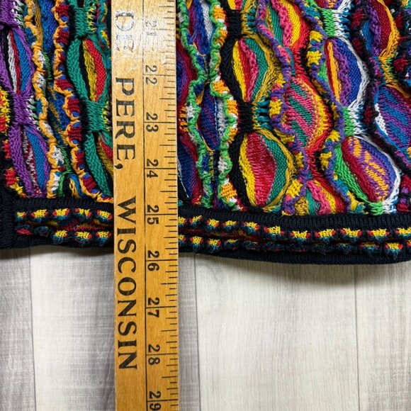 ✅Womens L Coogi Australia Cardigan 3D Knit Sweater Multicolor Mercerized Cotton - Picture 6 of 13